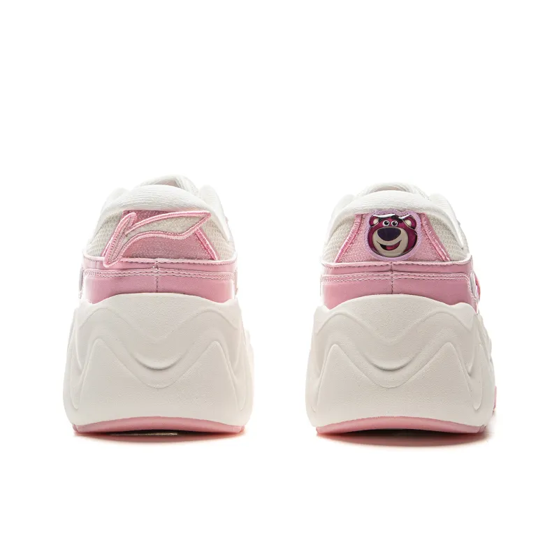 Disney x LiNing Cheese 3.0 Anti Slip And Wear Resistant Height Increasing Low Top Skateboard Shoes Women's White Pink-5