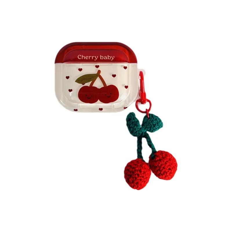 Sopi Compatibility With Apple AirPods 4/2/3/4th Generation/AirPods Pro/Pro 2 TPU Heart Cherry Pendant Headphone Cases-4