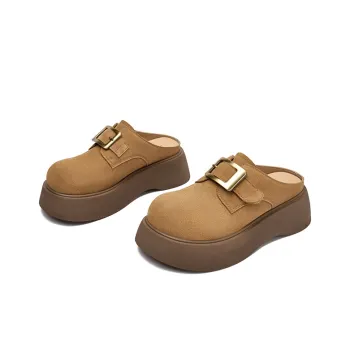 JOSINY Slip Resistant Abrasion Resistant Wrap toe Slippers Women's Camel