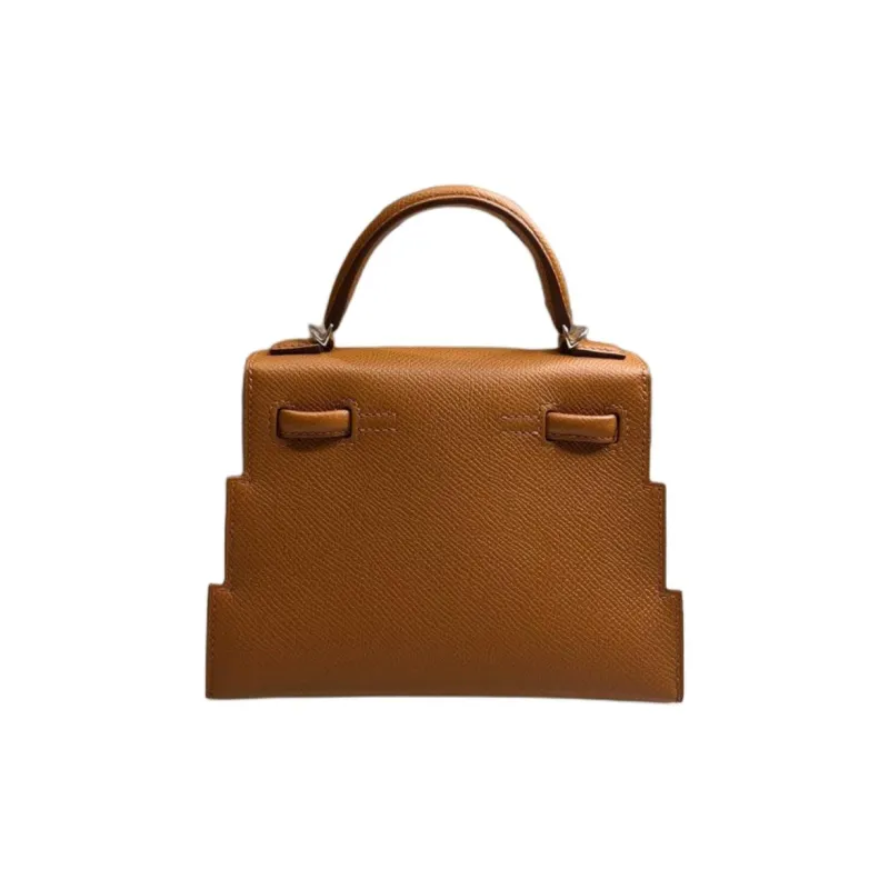 HERMES Kelly Doll Calfskin Shoulder Bag Crossbody Bag Handbag Women's 37 Gold Gold Brown-2