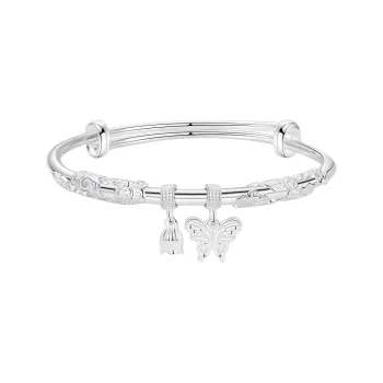 D.Get 999 Fine Silver Bangles Unisex Women's Box
