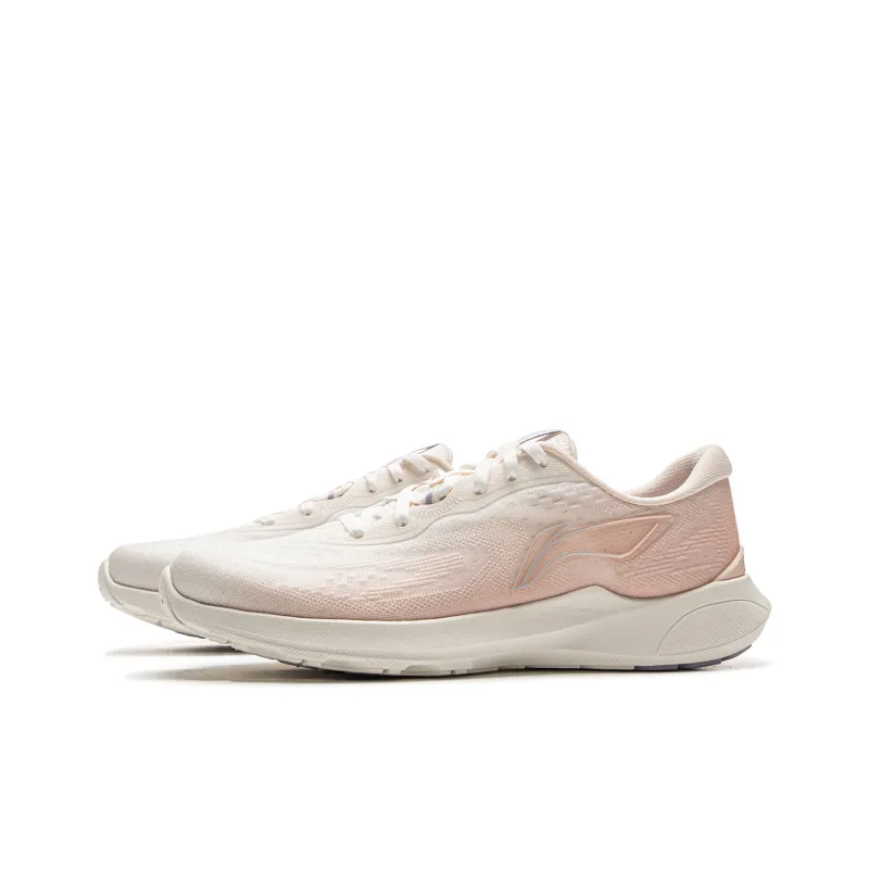 LiNing Qingyi Cushioning, Slip Resistant, Lightweight Low Top Sprint Running Shoes Women's Mist White/Light Bud Orange-2