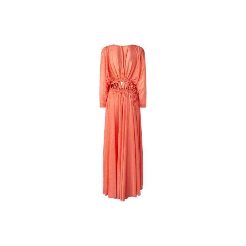 PINKO V Neck Ruched Maxi Dress-1