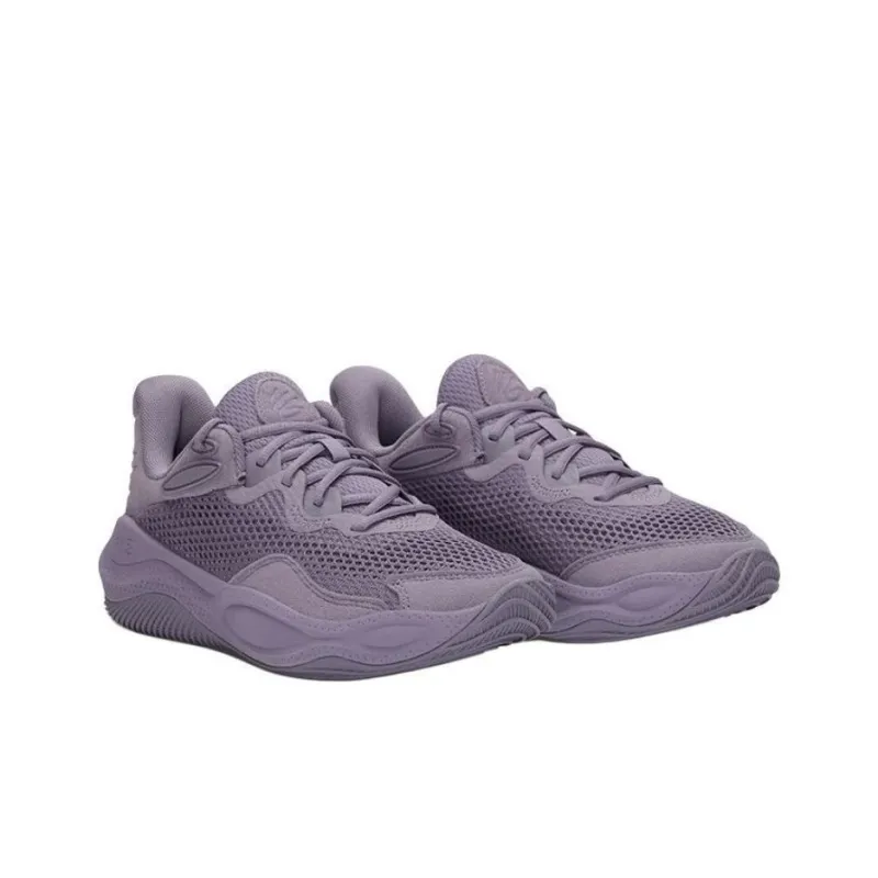 Under Armour Curry Splash 24 Anti Slip Wear Resistant Low Top Basketball Shoes Unisex Gray Purple-2