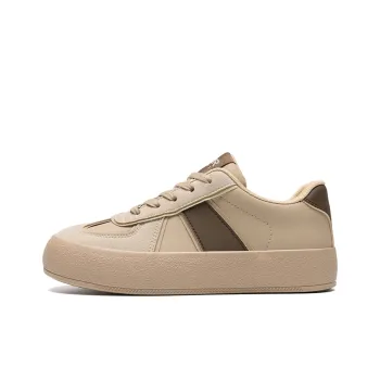 ZHR German Army Trainers Cushioning Wear Resistant Low Top Skateboard Shoes Women's Apricot Coffee