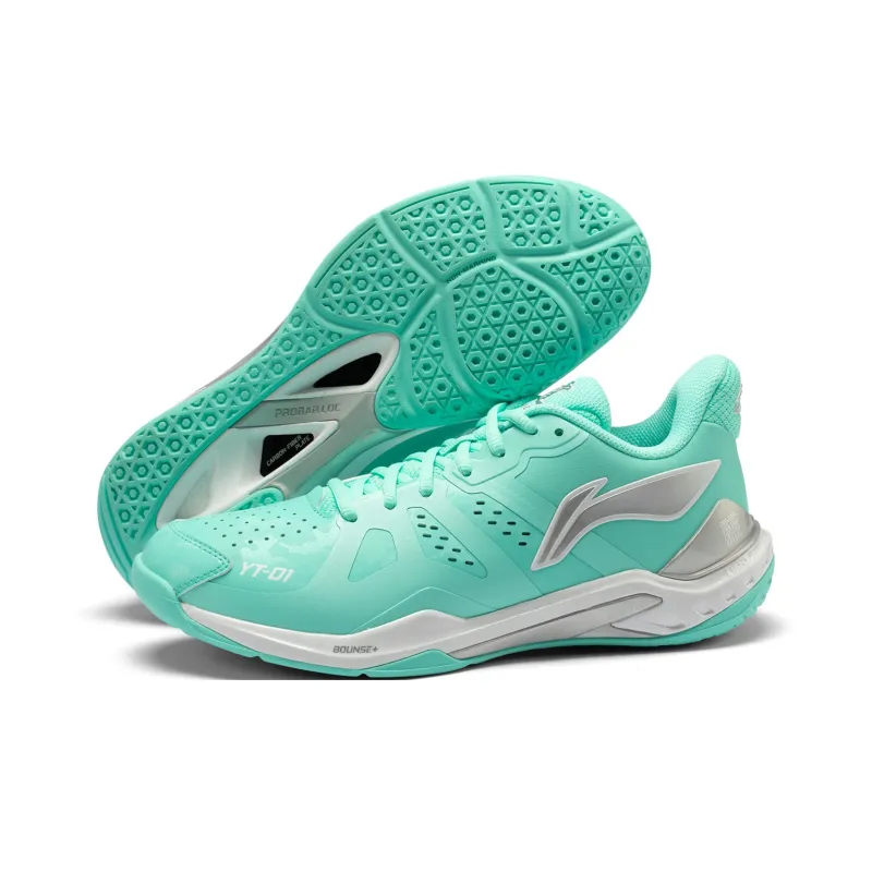 LiNing Anti Slip And Wear Resistant Coverage Low Top Badminton Shoes Unisex Fluorescent Ice Blue-5