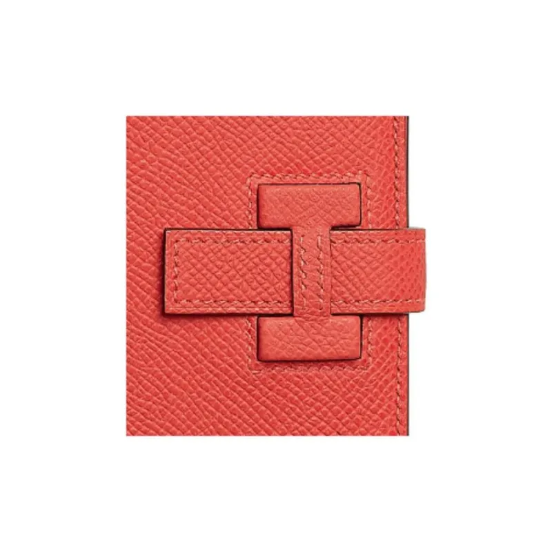 HERMES New H Passant Epsom Calfskin Wallet Women's Orange-2
