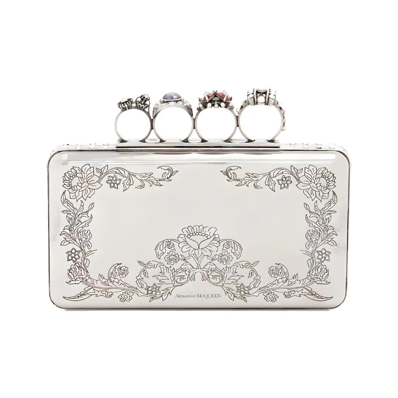 Alexander McQueen Metal Clutch Women's Silver-0