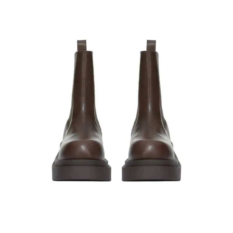 RICK OWENS/RO Bogun Short Chelsea Boots Women's Dark Brown-3