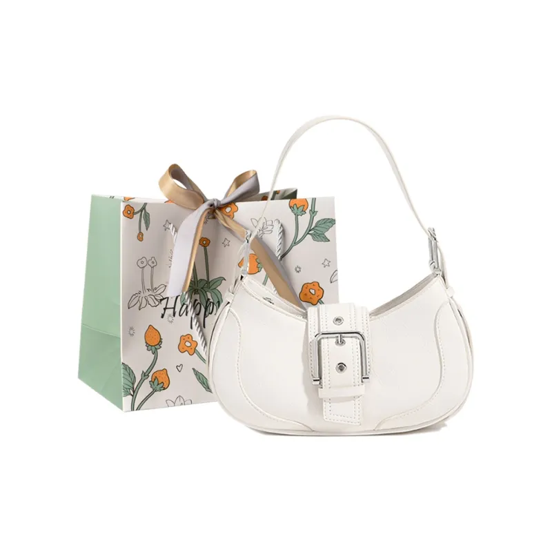 Yalu PU Crescent Bag Handbag Shoulder Bag Crossbody Bag Women's White/Silver/Black-0