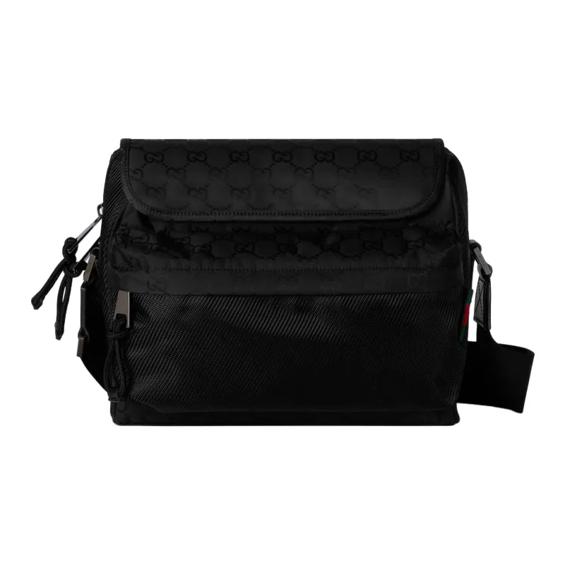GUCCI Nylon Shoulder Bag, Crossbody Bag Medium Size Men's Black-0