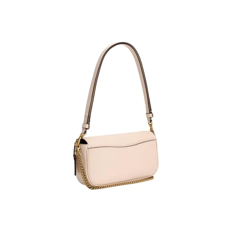 COACH Brook Flap Cow Leather Shoulder Bag Medium Size Women's Chalk White-1