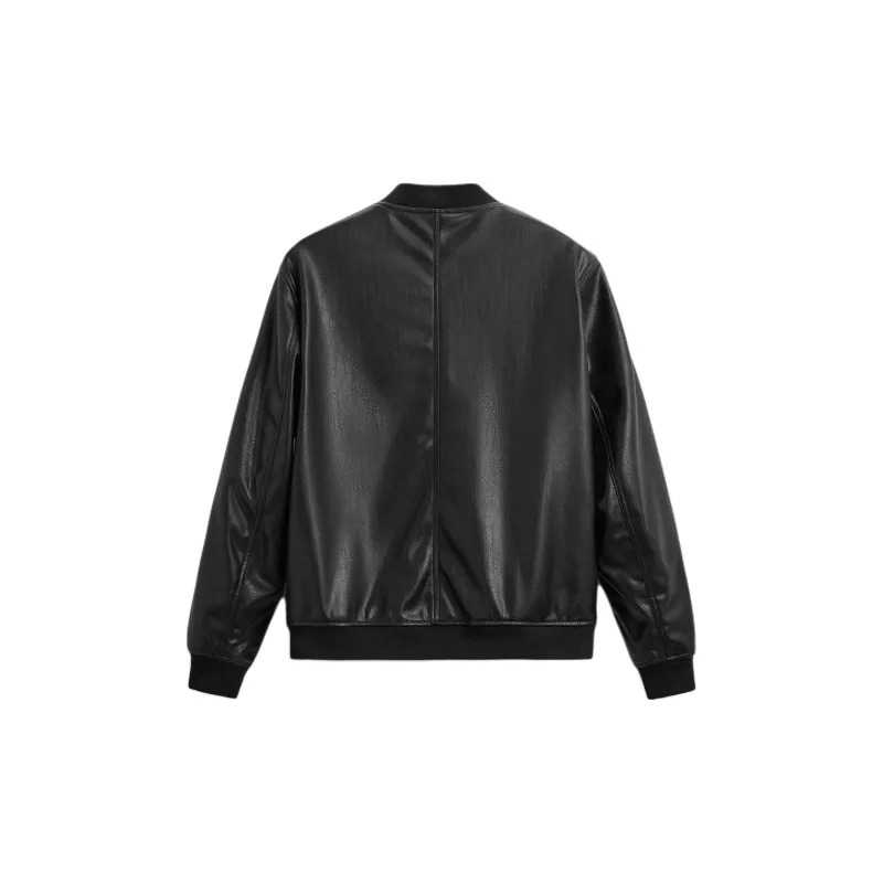 ZARA Leather Jackets Men Black-1