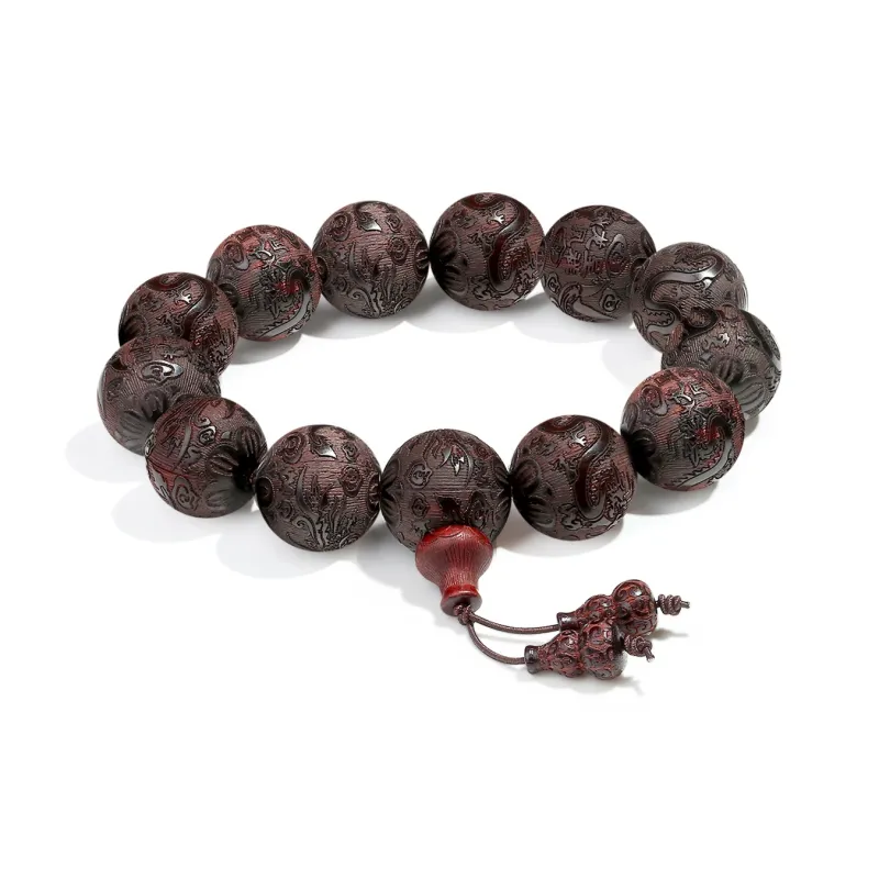 PUTUOSHANWENCHUANG Small Leaf Red Sandalwood Bracelets Unisex-2