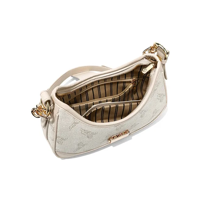 CLEVER& KETCH PU Crescent Bag Dumpling Bag Shoulder Bag Regular Women's Ecru/Coffee-4