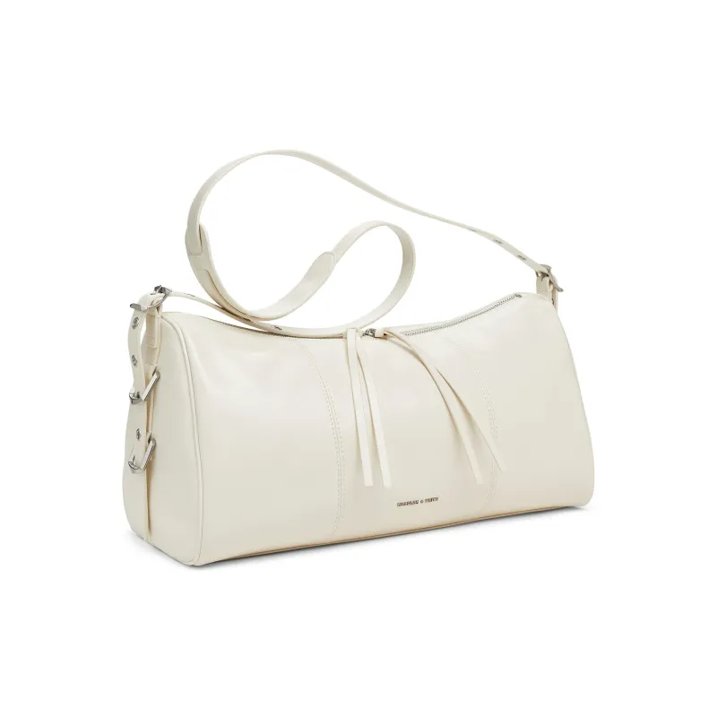 CHARLES&KEITH PU Shoulder Bag Tubas Women's Noir Black/Cream Milk White-5