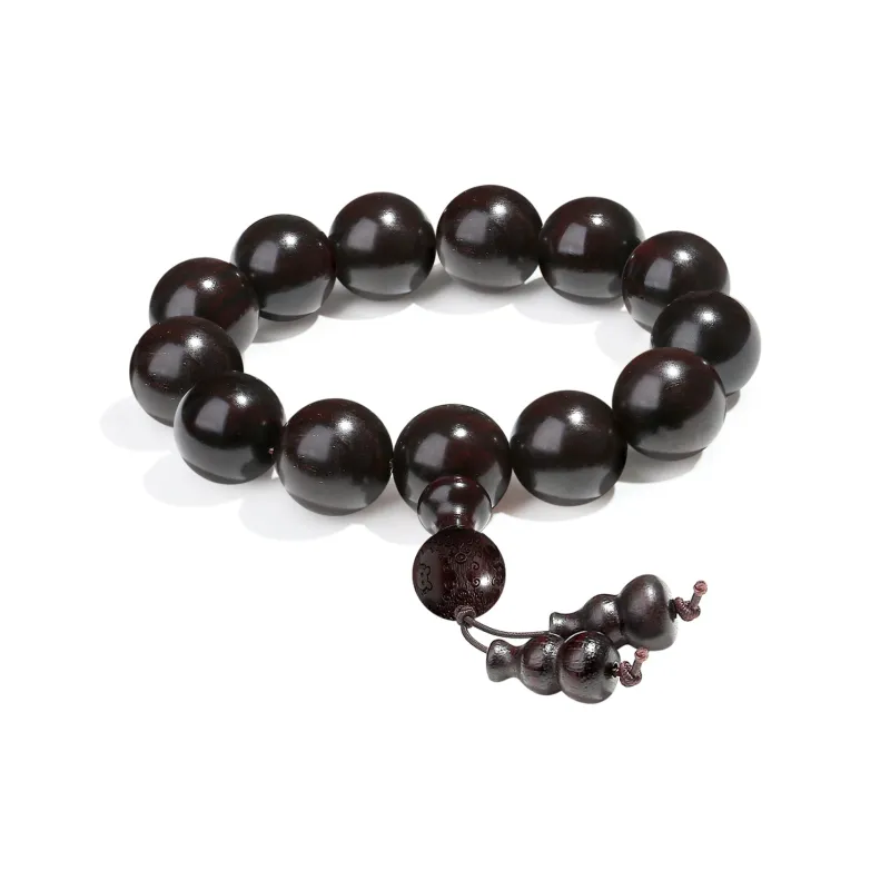 PUTUOSHANWENCHUANG Small Leaf Red Sandalwood Bracelets Unisex-3