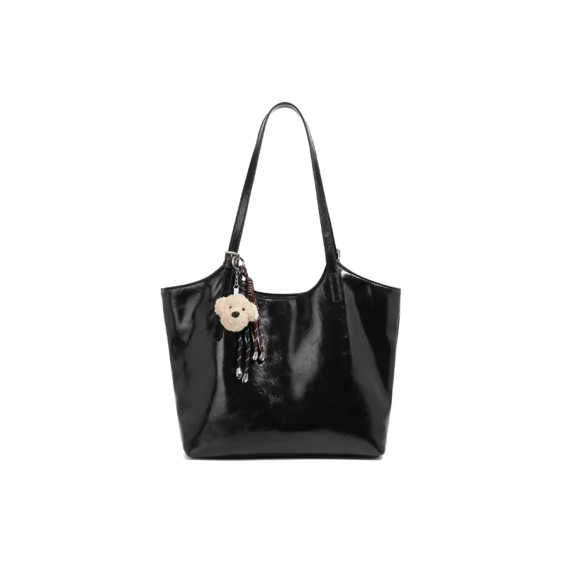 Pivsnu Synthetic Leather Shoulder Bag Regular Women's Black/Burgundy-1