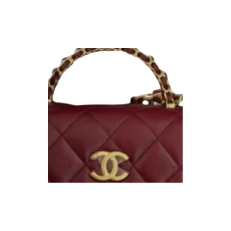 CHANEL Sheepskin Kelly Bag, Mini Bag, Shoulder Bag, Crossbody Bag, Handbag Trumpets Women's Burgundy-1