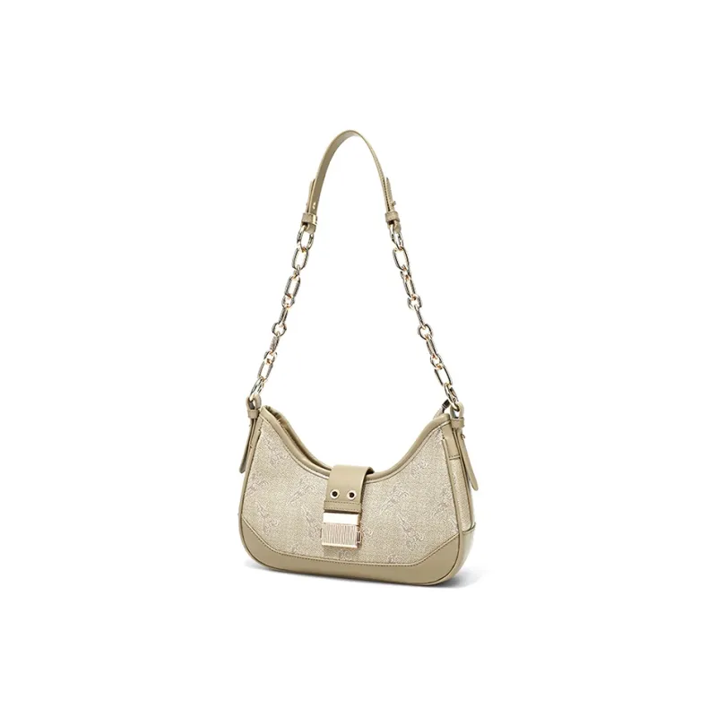 CLEVER& KETCH PU Crescent Bag Dumpling Bag Shoulder Bag Regular Women's Ecru/Coffee-6