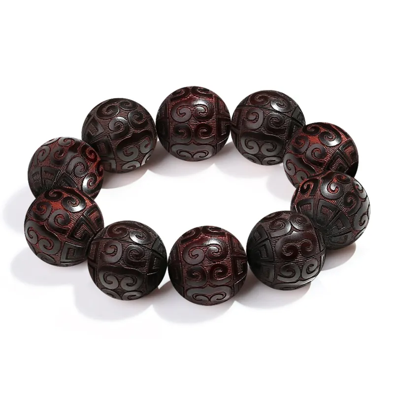 PUTUOSHANWENCHUANG Small Leaf Red Sandalwood Bracelets Unisex-7