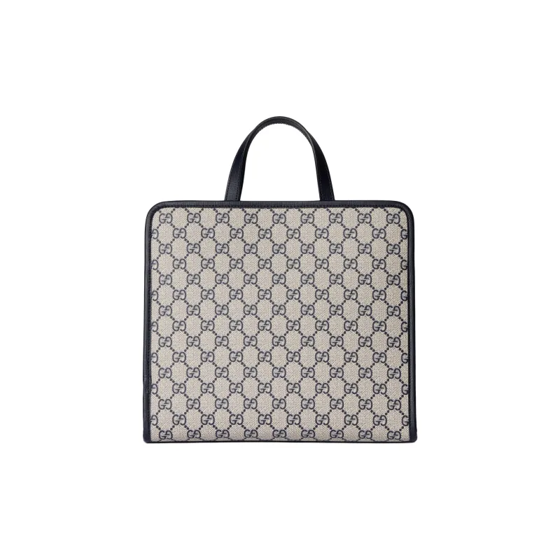 GUCCI GG Supreme Canvas Tote Bag, Shopping Bag, Handbag Men's Beige & Blue-3
