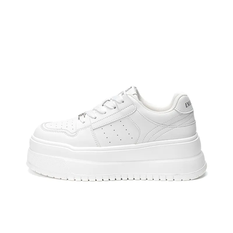 EXULL Q Height Increasing Abrasion Resistant Lightweight Slip Resistant Low Top Skateboard Shoes Women's Ecru-0