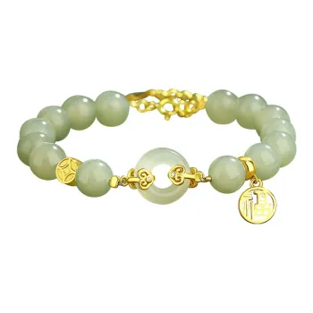 TIMEBOTTLE Hetian Jade Bracelets Pale Greenish White Jade Women's