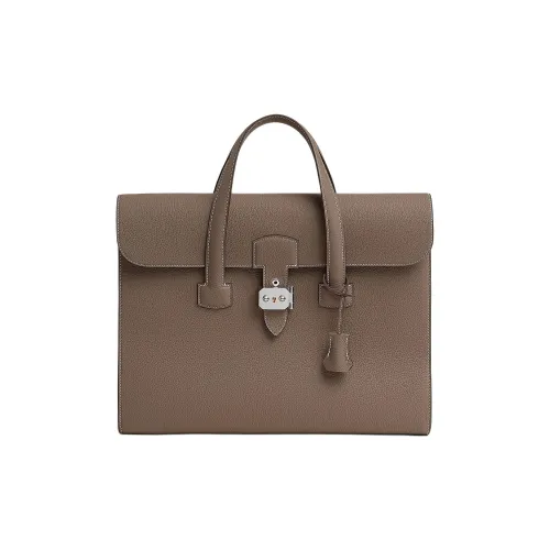 HERMES Sac A Depeches Togo Calfskin Portable Briefcases Men's 18 Etoupe Elephant Gray