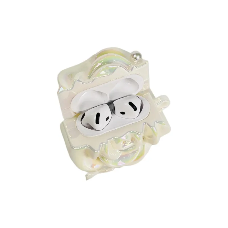 Sopi Compatibility With Apple AirPods 4/2/3/4th Generation/AirPods Pro/Pro 2 TPU Laser Camellia Chain Headphone Cases-2