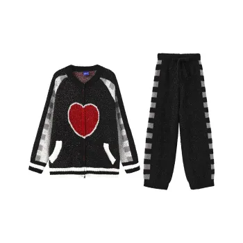 WILD ROOMS Fall And Winter Pajama Set Unisex Black