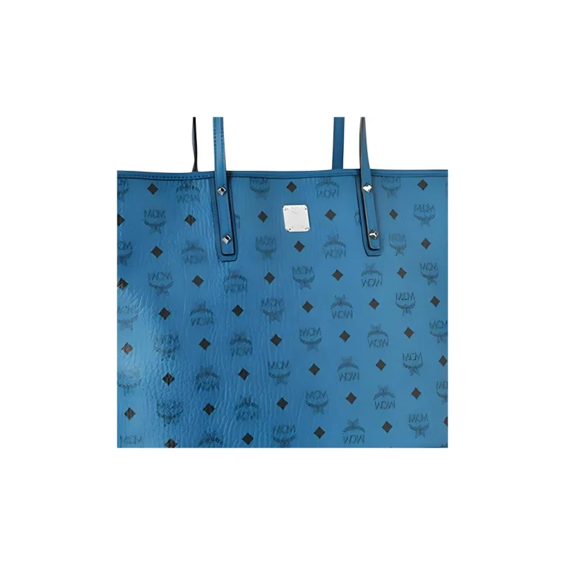 MCM Liz Visetos PVC Tote Bag, Shopping Bag, Combo Bag, Shoulder Bag Women's Blue-4