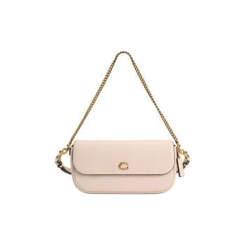 COACH Brook Flap Cow Leather Shoulder Bag Medium Size Women's Chalk White