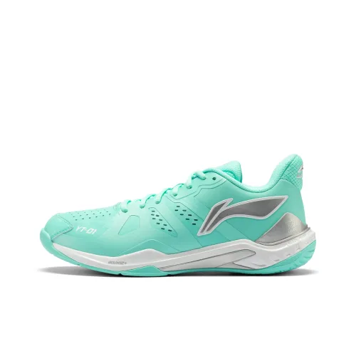 LiNing Anti Slip And Wear Resistant Coverage Low Top Badminton Shoes Unisex Fluorescent Ice Blue