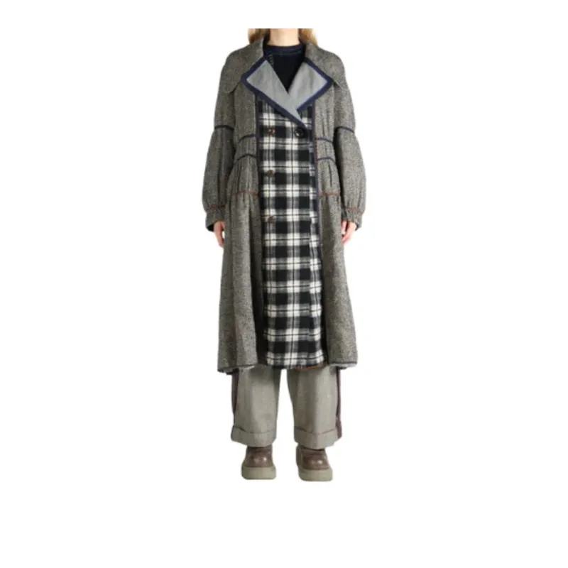 COMMUNS Checked Wool Coat-0