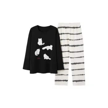 Lanza Pajama Set Men's Black Cat