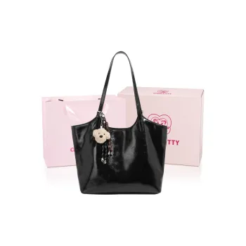 Pivsnu Synthetic Leather Shoulder Bag Regular Women's Black/Burgundy
