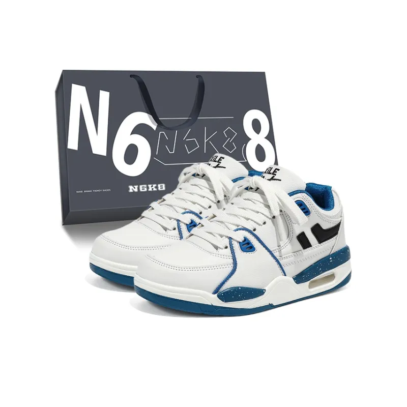 N6K8 Anti-Slip Wear-Resistant Low-Top Skateboard Shoes Unisex White Army Green Gift Box Set-31