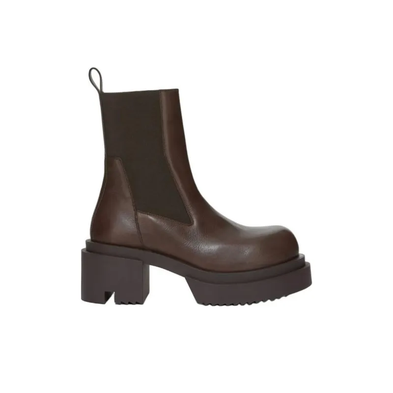 RICK OWENS/RO Bogun Short Chelsea Boots Women's Dark Brown-1