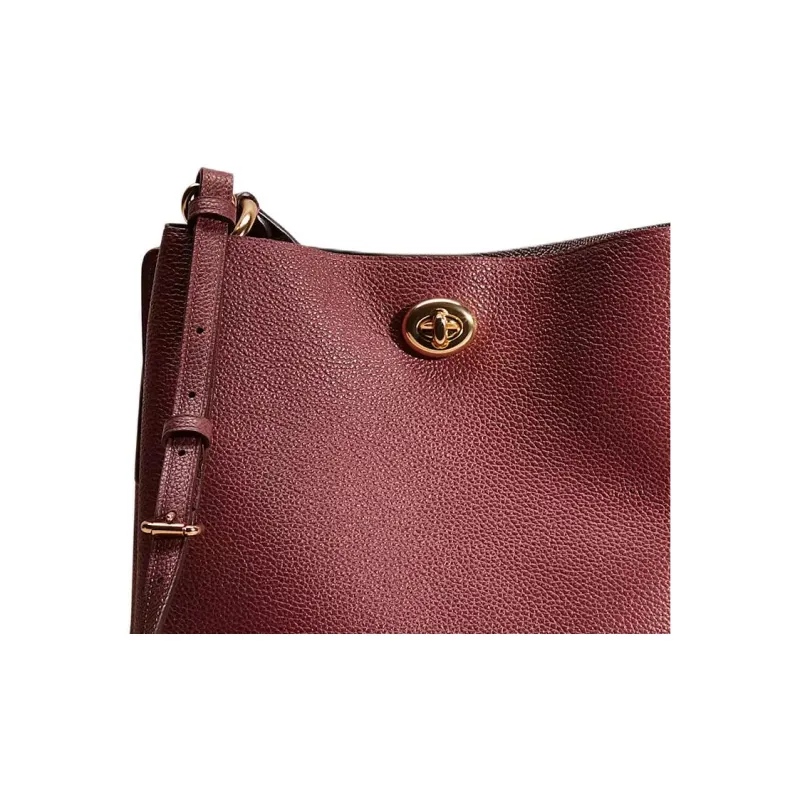 COACH Charlie Leather Solid Color Turn Lock Bucket Bag Shoulder Bag, Crossbody Bag Medium Size Women's-2