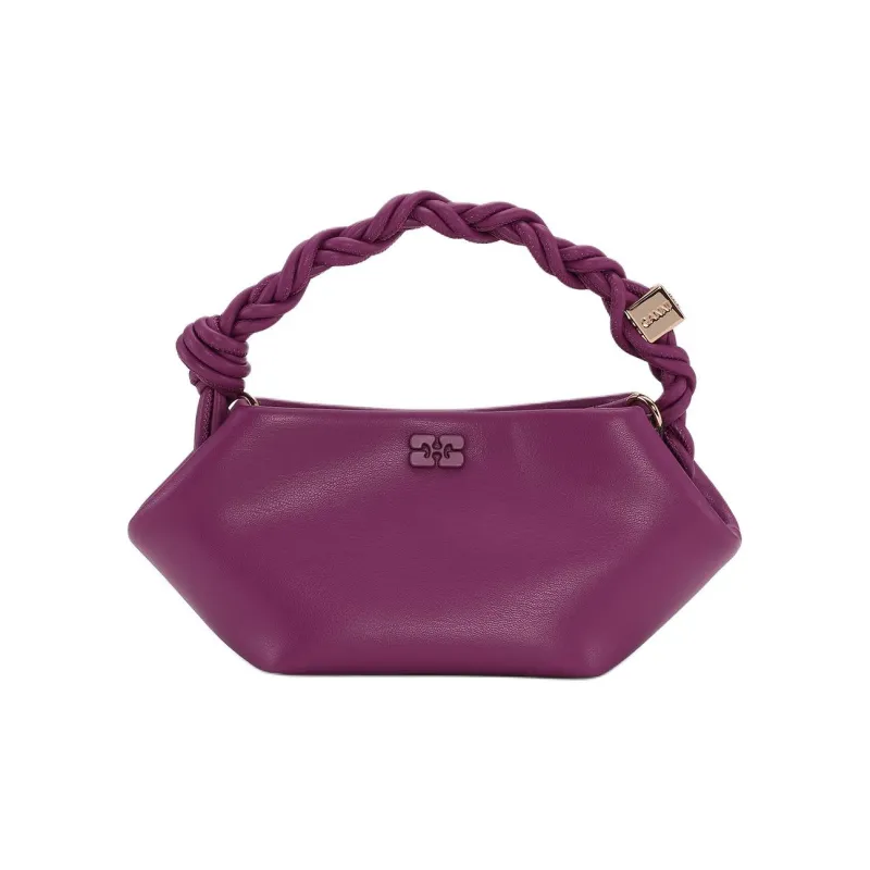 GANNI Recycled Leather Shoulder Bag, Crossbody Bag, Handbag Mini Women's Fuchsia-0