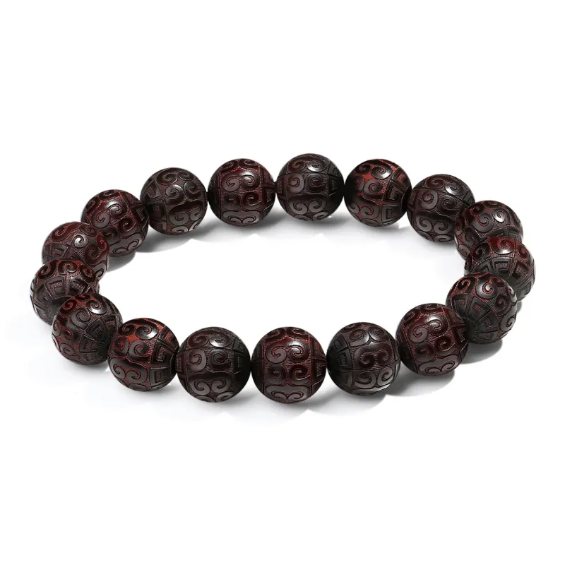 PUTUOSHANWENCHUANG Small Leaf Red Sandalwood Bracelets Unisex-0
