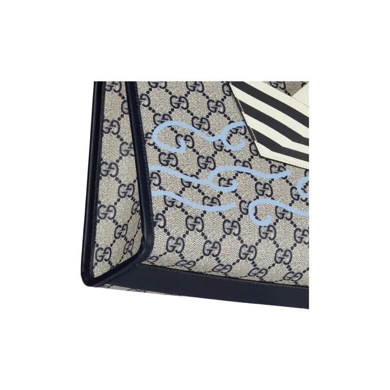 GUCCI GG Supreme Canvas Tote Bag, Shopping Bag, Handbag Men's Beige & Blue-5
