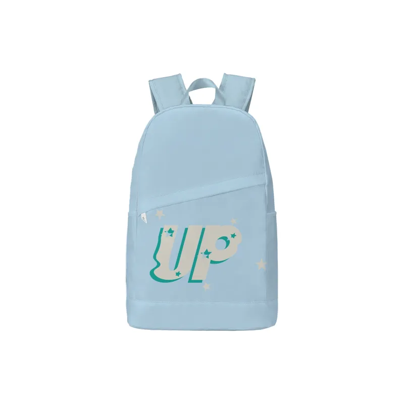 TURN UP Polyester Student Backpack Large Size Unisex Light Blue-5