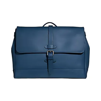 COACH Hudson Leather Snap Buckle Flap Laptop Bag Shoulder Bag, Crossbody Bag Men's Marine Blue