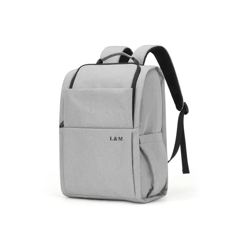 L&M Oxford Backpack Regular Unisex Gray/Black-0