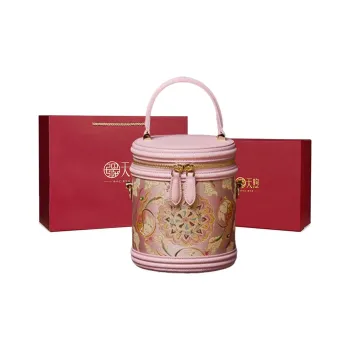 Pmsi Split Cow Leather With Mulberry Silk Shoulder Bag, Crossbody Bag, Handbag Regular Women's Cherry Blossom Pink