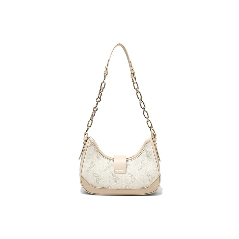 CLEVER& KETCH PU Crescent Bag Dumpling Bag Shoulder Bag Regular Women's Ecru/Coffee-2