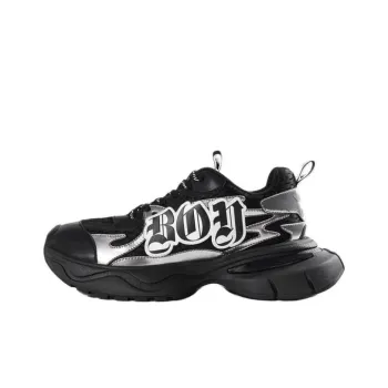 Boy London Slip Resistant Low Top Chunky Sneakers Men's Black Silver