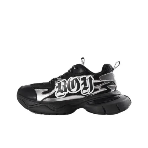 Boy London Slip Resistant Low Top Chunky Sneakers Men's Black Silver